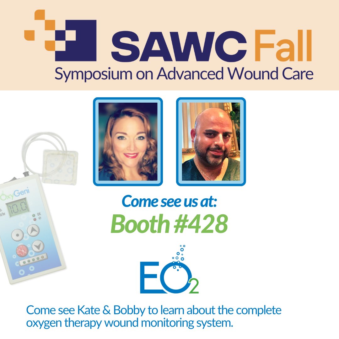 EO2Concepts's tweet photo. See you this weekend at #SAWCfall! Kate and Bobby will be ready to discuss how #oxygentherapy can bring your patients' wounds to full closure.

#woundcare #advancedwoundcare #CDOtherapy https://t.co/N2I972mVY8