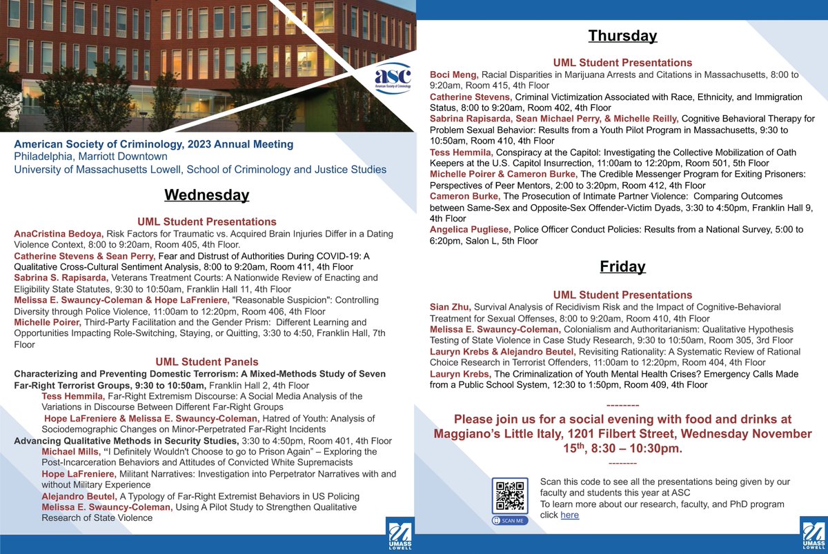 UMass Lowell CJ (@uml_crim) on Twitter photo Come see UML Criminology & Justice Studies graduate student present at the #ASCphiladelphia annual meetings  #UML Come see UML Criminology & Justice Studies graduate student present at the #ASCphiladelphia annual meetings  #UML