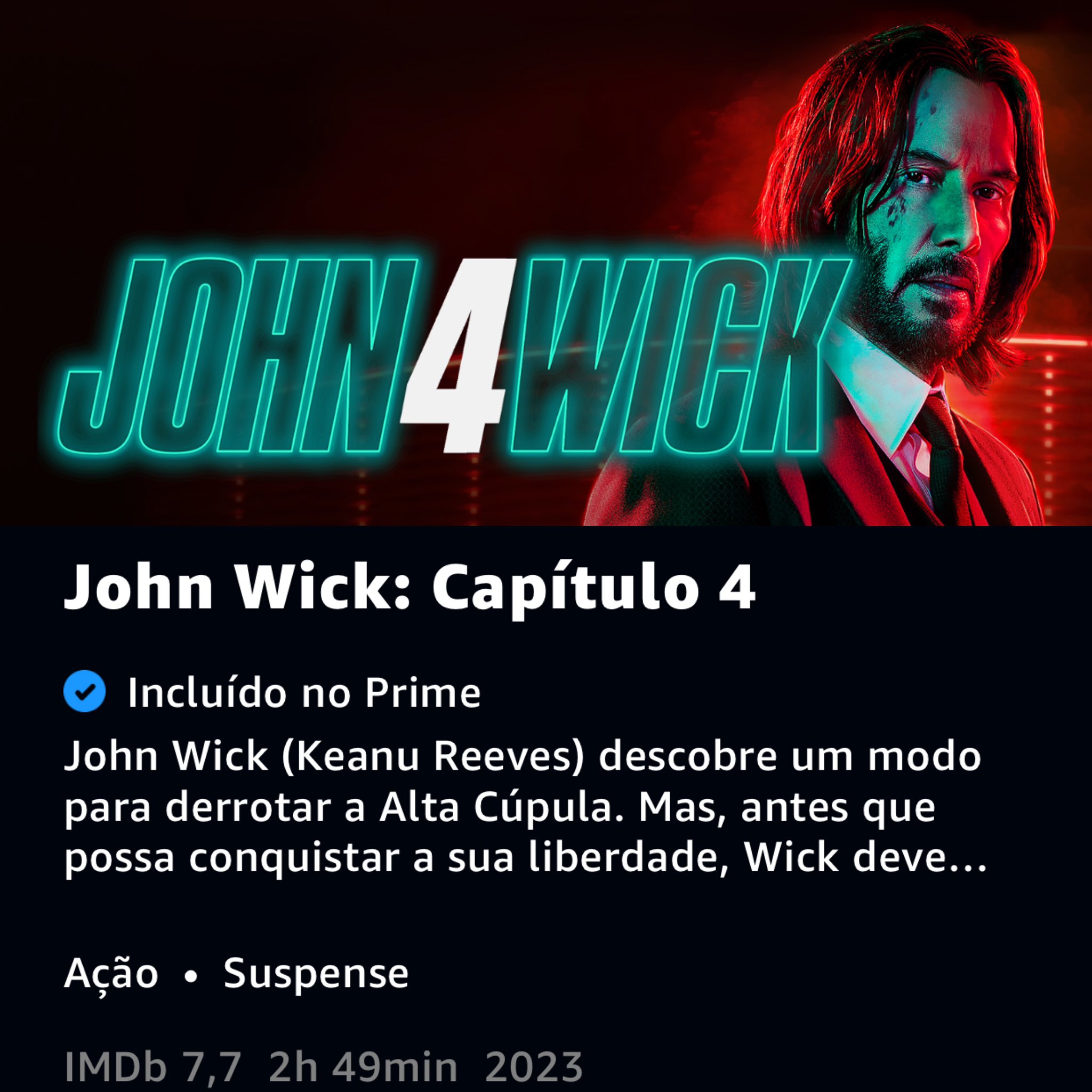 Matheus Amaral on X: John Wick 4 chegou na @PrimeVideoBR https