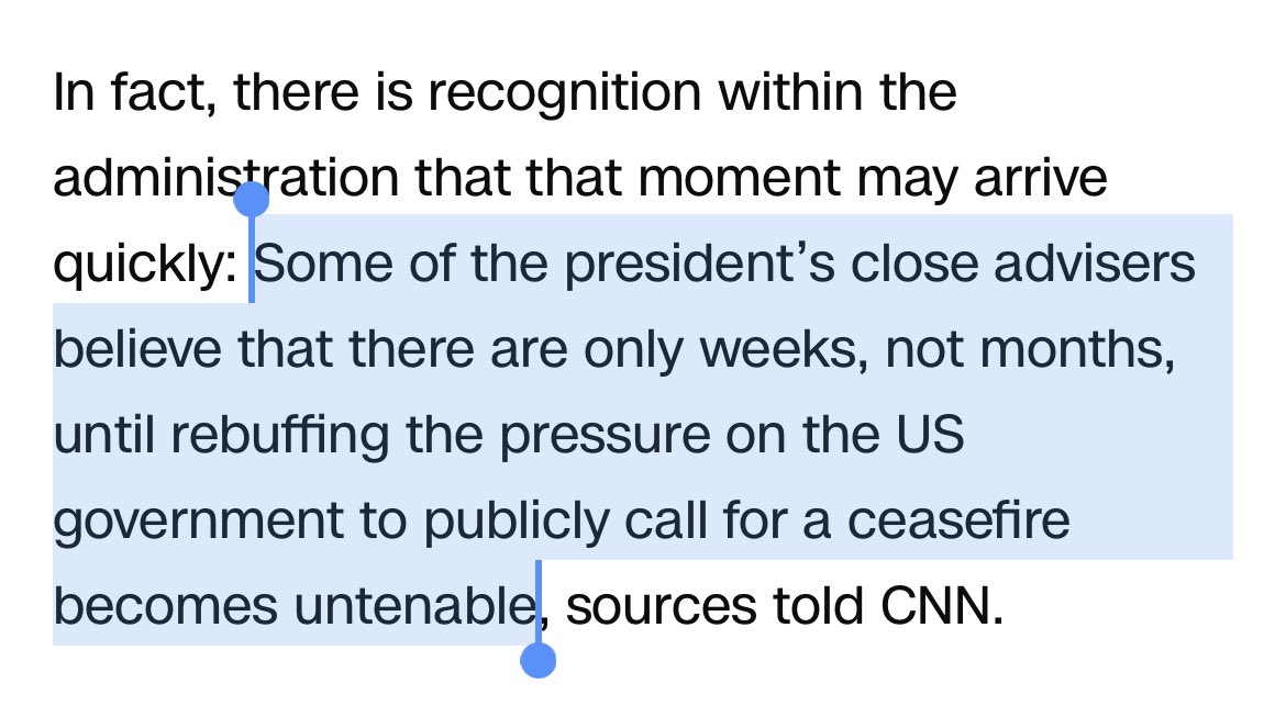 Biden admin officials admitting that the pressure on them to call for a ceasefire is becoming undeniable. All the calling, emailing, and protesting is working.