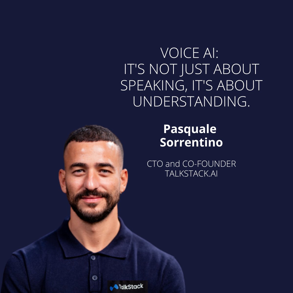 TalkstackAI's tweet image. Meet the CTO and Co-Founder of @TalkstackAI - Pasquale Sorrentino @pasqualesorre 👏

Catch a glimpse of AI voice use cases, including ASR, voice generation, and cloning:
medium.com/@talkstack/mee…
#Voiceai #alexaforbusiness #LLMs #opensource