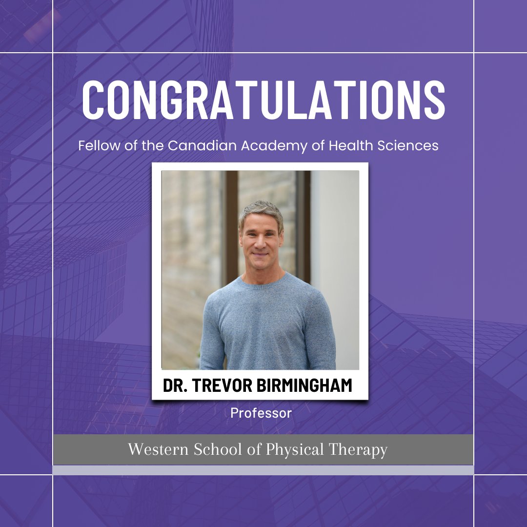 Congratulations to @WesternUSPT professor of physical therapy, Trevor Birmingham on being elected to the Fellows of the Canadian Academy of Health Sciences. Trevor's work explores how interventions can be combined to change the way the knee bears weight during walking.