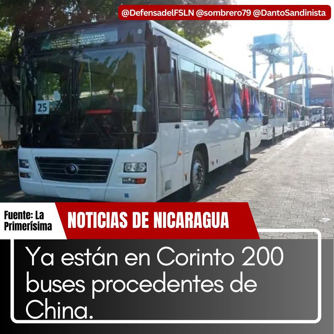Corinto recibe 200 buses más para la población #Nicaragua #FuerzaDeVictorias #SomosUNAN #PalestinaLibre #FSLNVencimosVenceremos #EnDefensaDelFSLN #TropaSandinista  un avance