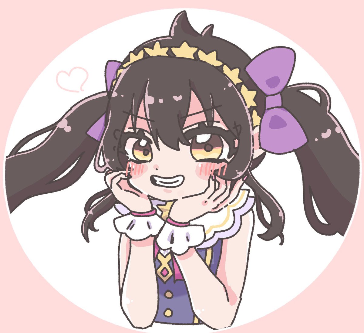 matoba risa 1girl twintails solo smile black hair bow hair bow  illustration images
