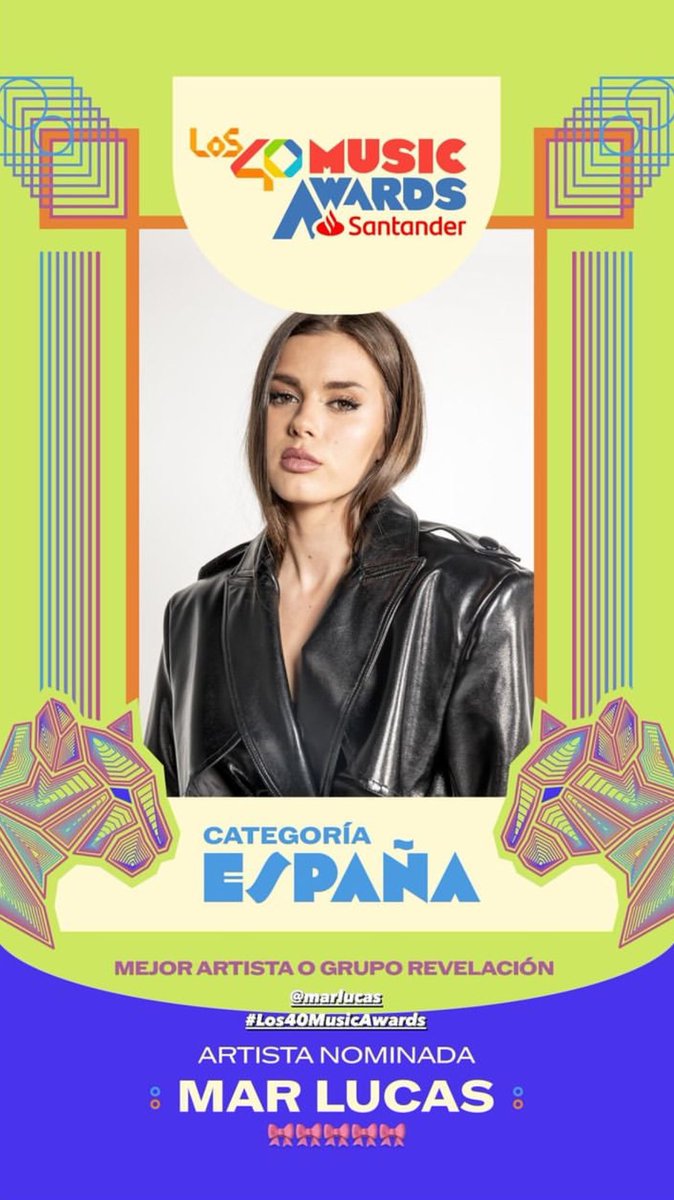 MarLucasEsp's tweet photo. Os recordamos que hoy son “Los 40 Music Awards”, y @MarLucasVilar1 está nominada a "Mejor Artista Revelación”. https://t.co/koO6VKfQOn