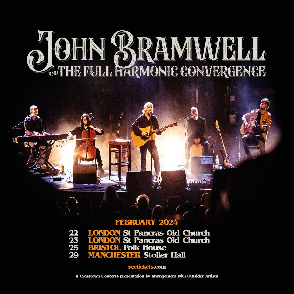 John Bramwell – 'The Light Fantastic' launch shows, Feb 2024, on sale! 22 London, @SPOCMusic 🎟️tinyurl.com/JB-London-1 23 London, @SPOCMusic 🎟️tinyurl.com/JB-London-2 25 Bristol, @folkhouse 🎟️tinyurl.com/JB-Bristol 29 Manchester, @StollerHall 🎟️tinyurl.com/JB-Manchester +