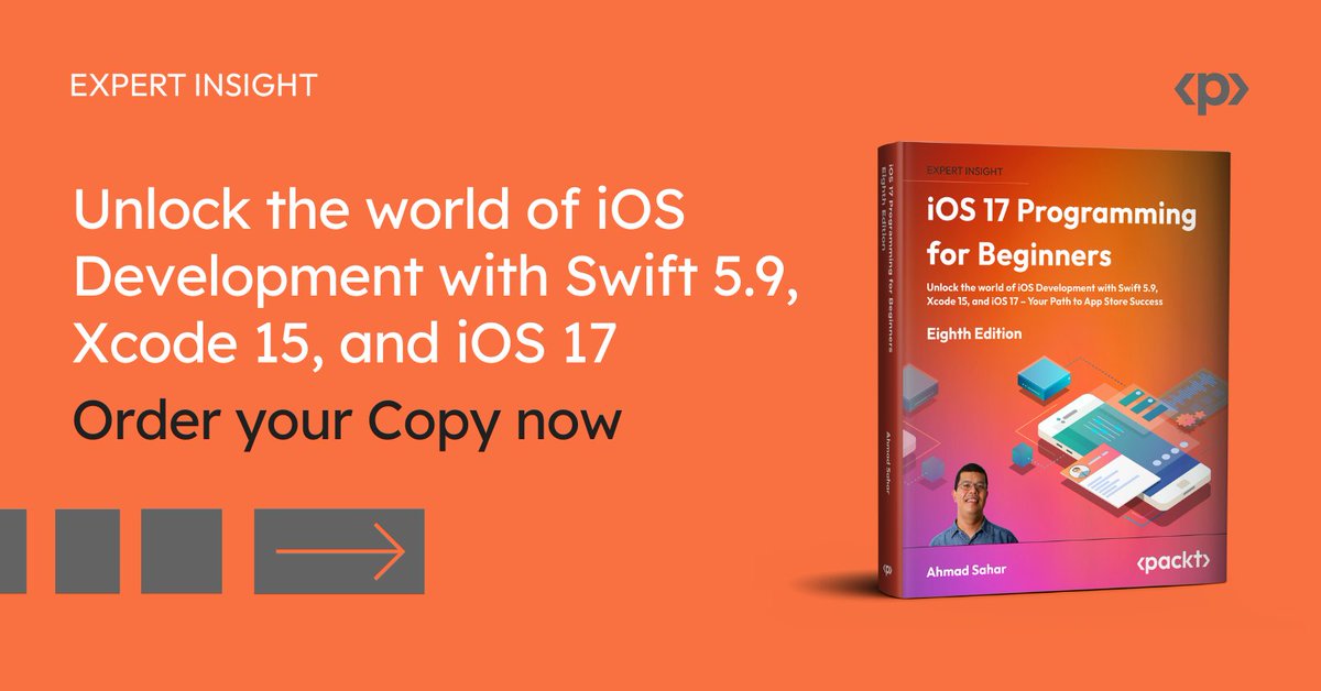 sohi9833's tweet image. 🚀 Exciting news! The 8th Edition of &quot;iOS 17 Programming for Beginners&quot; by Ahmad Sahar is here! Dive into iOS 17, Swift 5.9, and more. Get your copy on Amazon today and start your journey into iOS development! 📱💻📚 #iOSProgramming #Swift59 #NewRelease