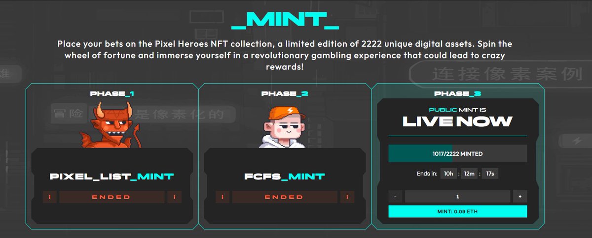 rampagefifa21's tweet photo. GM friends🌞
Today I would like to talk to you about the project @pixelcase_io 
The mint is currently in its public phase⏰
Phase 3 was extended due to high gas 🚀
Let's take a closer look at the functionality of Pixel Heroes as well as the pixel case project as a whole: https://t.co/6jGPc0z6pD