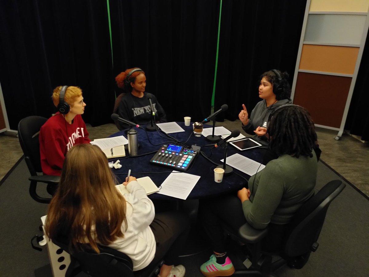 redgillett's tweet photo. Such a joy to hand the mic to student interns who initiated, organised, and scripted the episode of #UnsettlingKnowledge we now recording . Hosting brilliantly and I sit back and learn! What it is about, you ask... Check it out when released! #ACHN #PoCCo @HumanitiesUU https://t.co/PO5B6sDIas