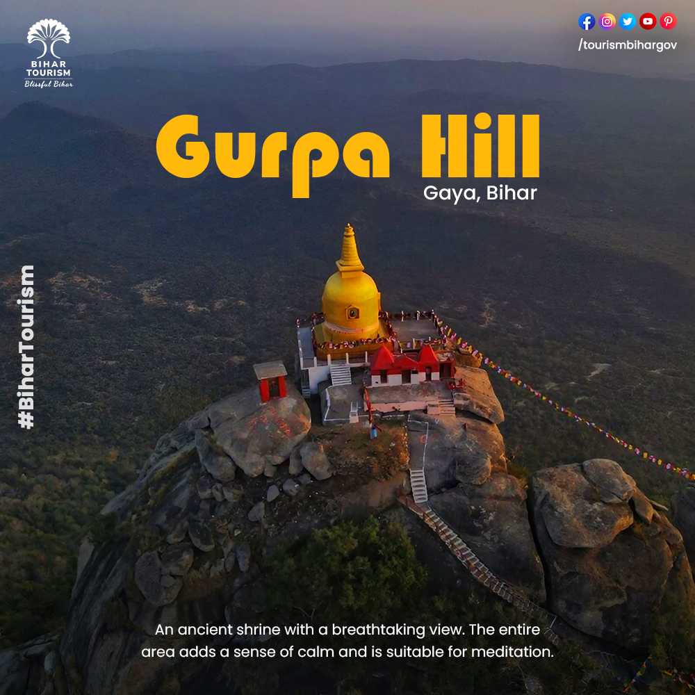 TourismBiharGov's tweet photo. Gurpa Hill, a hidden gem in Gaya, Bihar, is a harmonious blend of spirituality and natural beauty. Experience the spiritual aura and serenity of this splendid site, which attracts tourists and pilgrims from far and wide.

#GurpaHill #BlissfulBihar #BiharTourism #HillsofBihar #HiddenGemsofBihar #ExploreBihar #Gaya #EcoTourism #Adventure #AdventureTourism  @AbhaySinghIAS