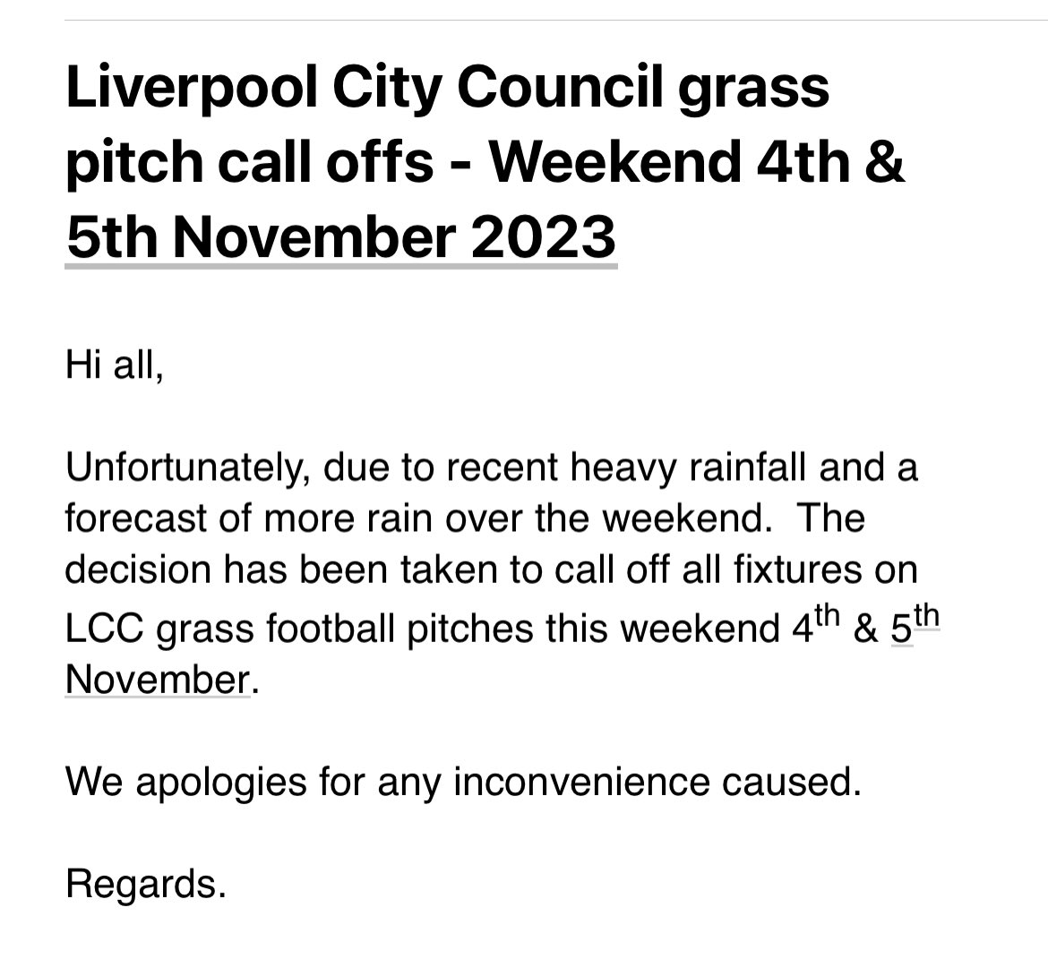 As predicted with the heavy rainfall over the last few days ☔️⚽️