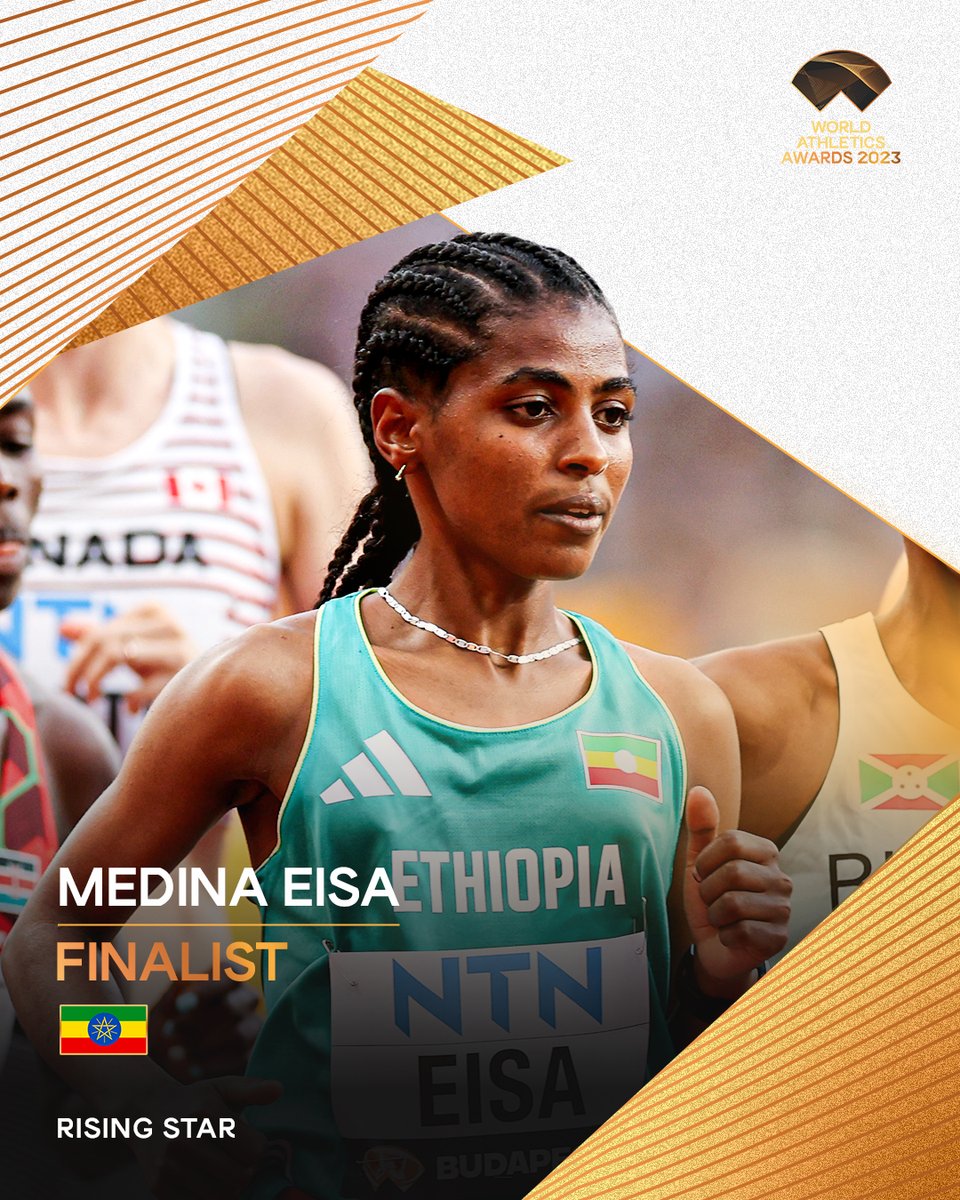 Women's Rising Star finalist ✨

Medina Eisa 🇪🇹

#WorldCrossCountry U20 🥈 
#WorldAthleticsChamps 5000m 6️⃣th place.

#AthleticsAwards