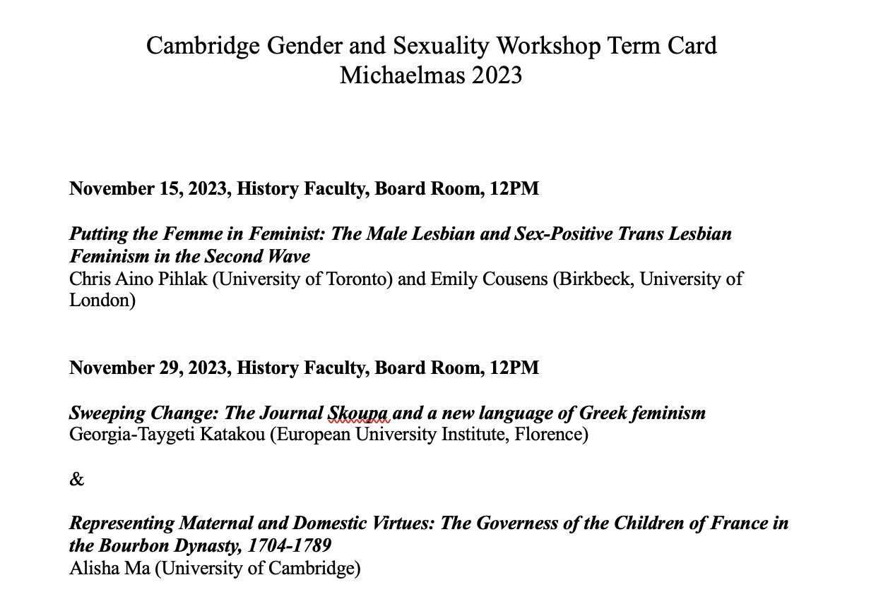 Cambridge Gender and Sexuality History Workshop ...
