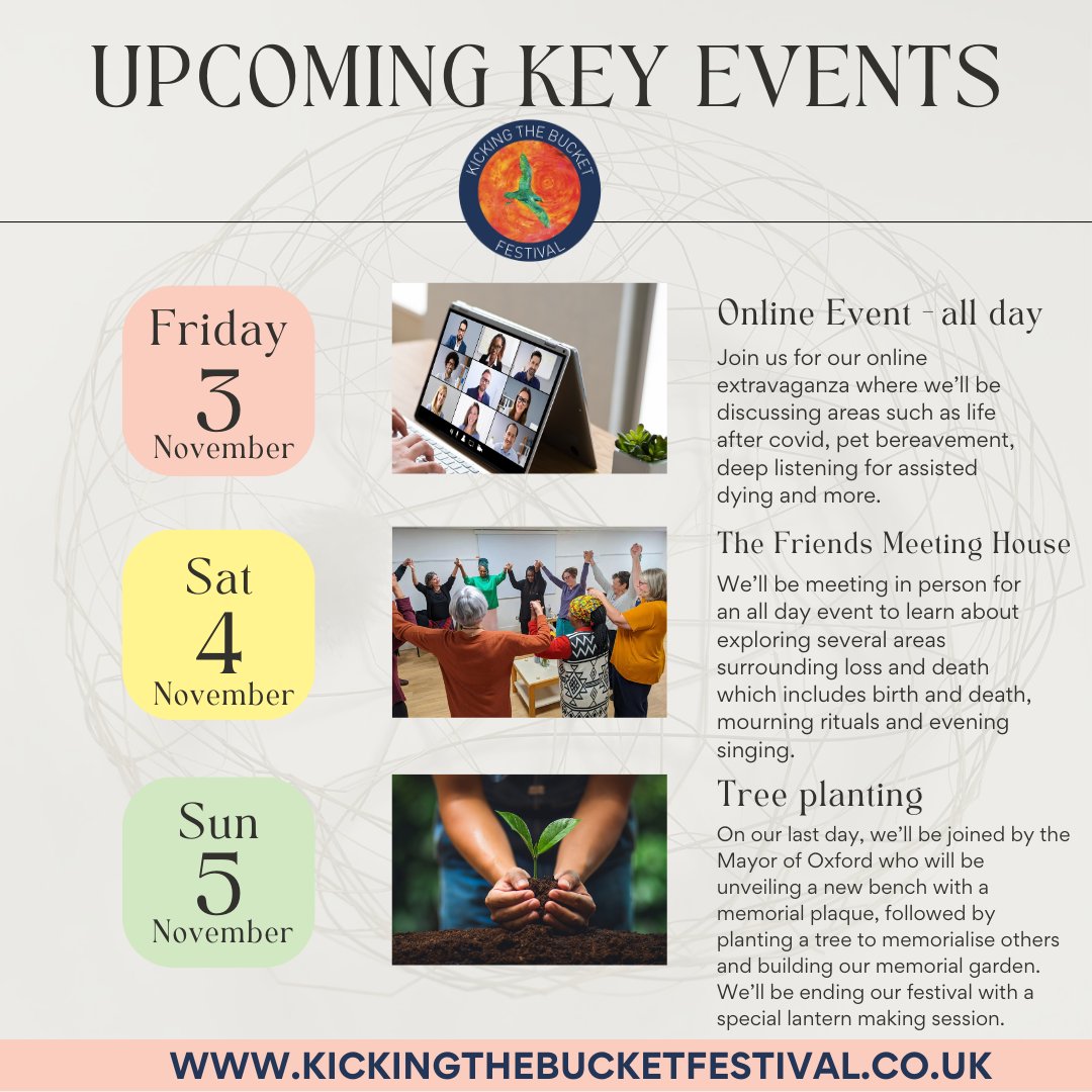 Our final weekend is among us! We're thrilled to share our final calendar of activities kicking off today with an all day online event, followed by our in-person all day event tomorrow at The Friends Meeting House, Oxford, with a final day on Sunday where we'll be unveiling a