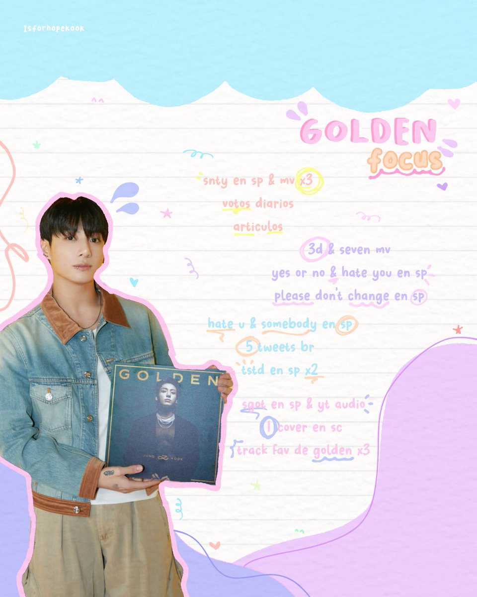 Isforhopekook's tweet photo. — Golden focus ! 🏆

¡Holaaa! Les dejamos esta dinámica enfocada en en álbum de Jungkook para que lo realicen cuando quieran. Esperamos les guste. <3

indicaciones ↓

– 🦋

방탄소년단 정국 #정국 #방탄소년단정국  #JUNGKOOK ジョングク @BTS_twt https://t.co/FoKwM3dLpj