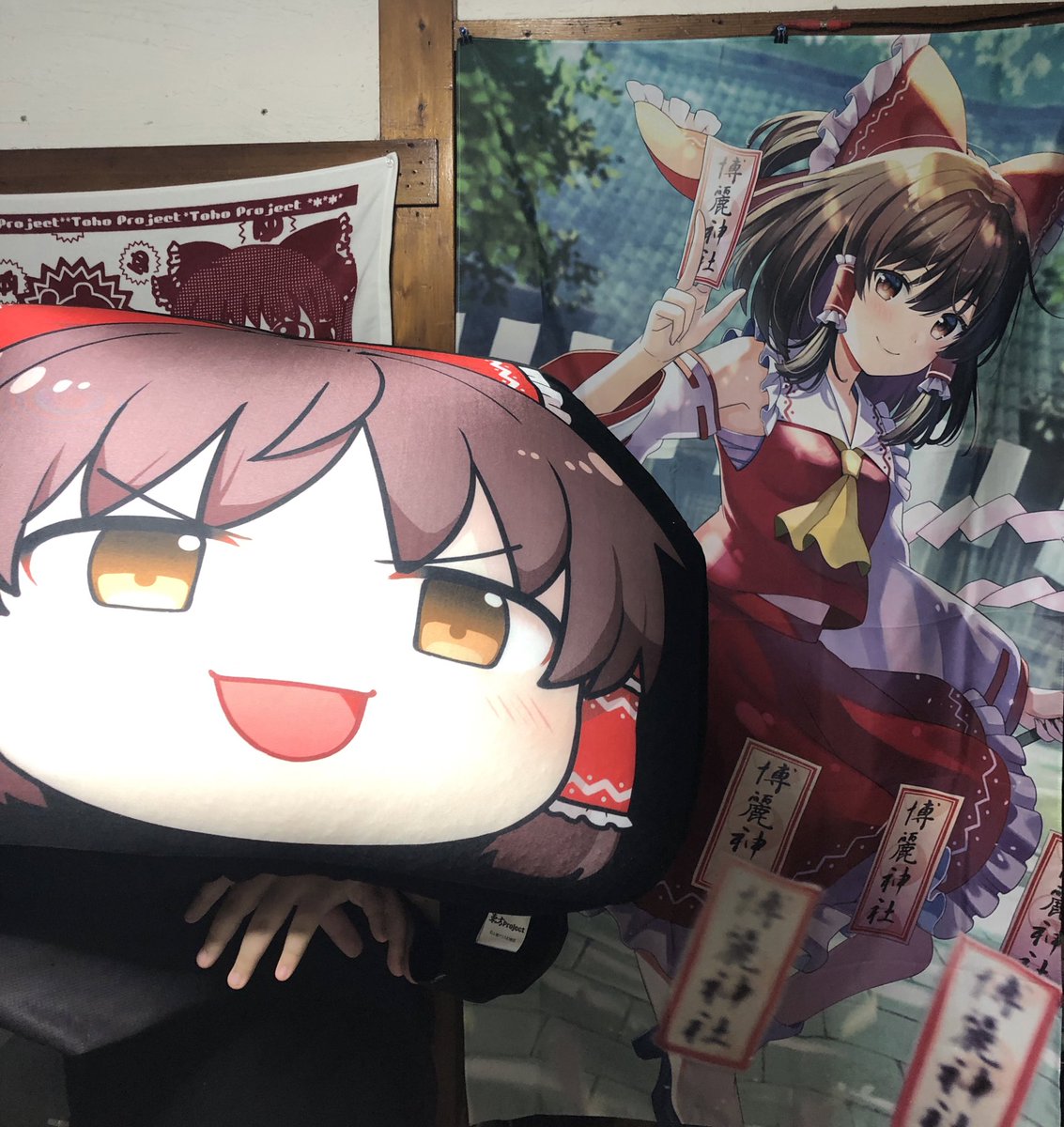 yukutomo8901's tweet photo. @moom_01_ 
当選して当たりました！！
でかクッションの霊夢届きました！！
ありがとうございます！！
めっちゃ可愛いです！！ https://t.co/hCYWOa0dBa