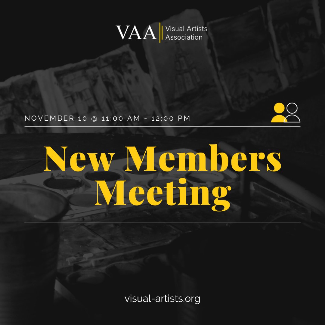VAAartists's tweet image. Have you just joined the #VAA?

We're inviting you to join us for our New Members Meeting on November 10th at 11am.

(That's just a week away!)

Book your space at: visual-artists.org/events-categor… or email us at hello@visual-artists.org.

#VisualArtistsAssociation #MemberEvent