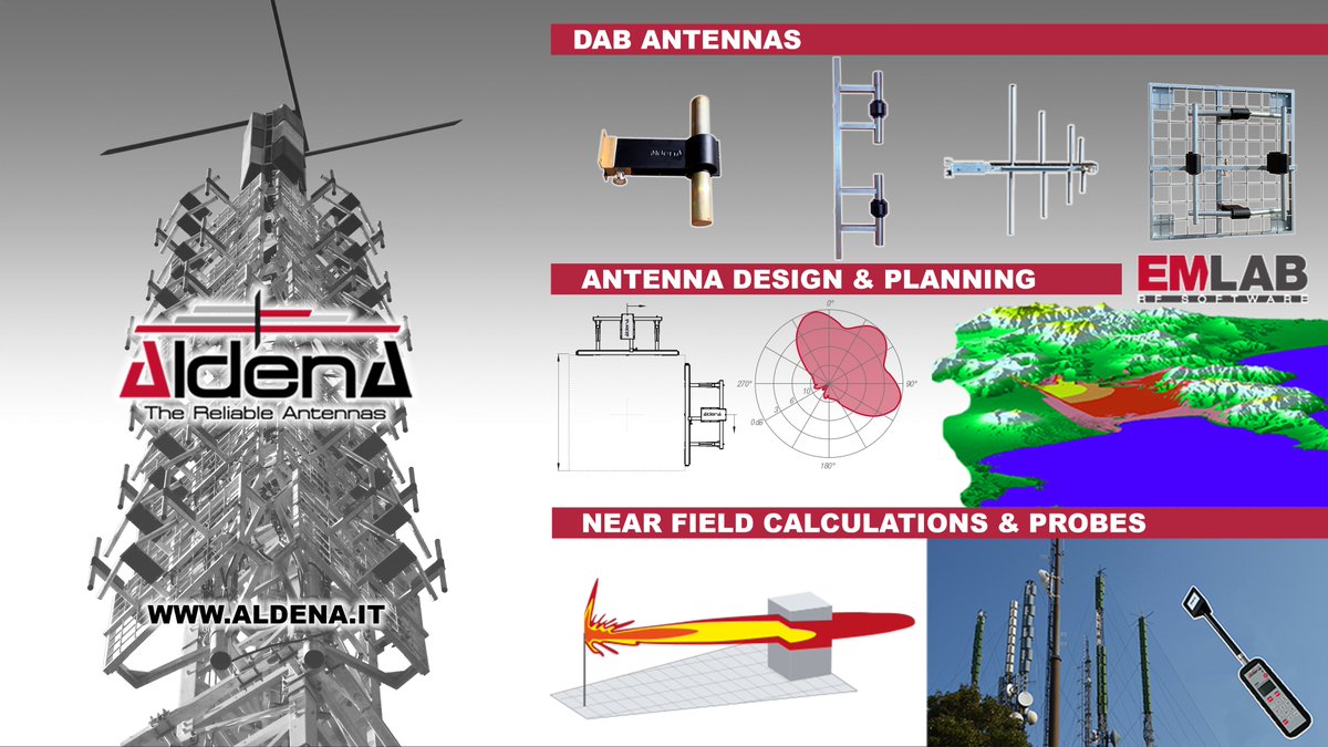 WorldDAB's tweet image. In addition to transmitting antennas for #DABplus radio #worldDABsummit23 Delegate bag sponsor @AldenaBroadcast offers high quality engineering services: In Factory Pattern measurements, Antenna design, Network planning, Commissioning, Training. Meet #Aldena in person in Munich!