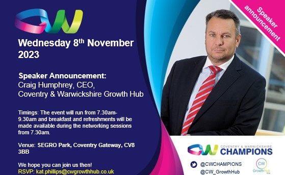 CWCHAMPIONS's tweet photo. This is your Friday reminder to book your place for our #ChampsNov event at Unit 4B, Segro Park! 

Our speakers for the event:

🗣️ Craig Humphrey, CW Growth Hub Group
🗣️ Andy Fancy, Hill Group UK
🗣️ Petra Felgen, CEWE UK
🗣️ David Sleath, SEGRO plc

https://t.co/983l557kU3 https://t.co/YswRFurC2n