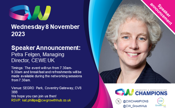 CWCHAMPIONS's tweet photo. This is your Friday reminder to book your place for our #ChampsNov event at Unit 4B, Segro Park! 

Our speakers for the event:

🗣️ Craig Humphrey, CW Growth Hub Group
🗣️ Andy Fancy, Hill Group UK
🗣️ Petra Felgen, CEWE UK
🗣️ David Sleath, SEGRO plc

https://t.co/983l557kU3 https://t.co/YswRFurC2n