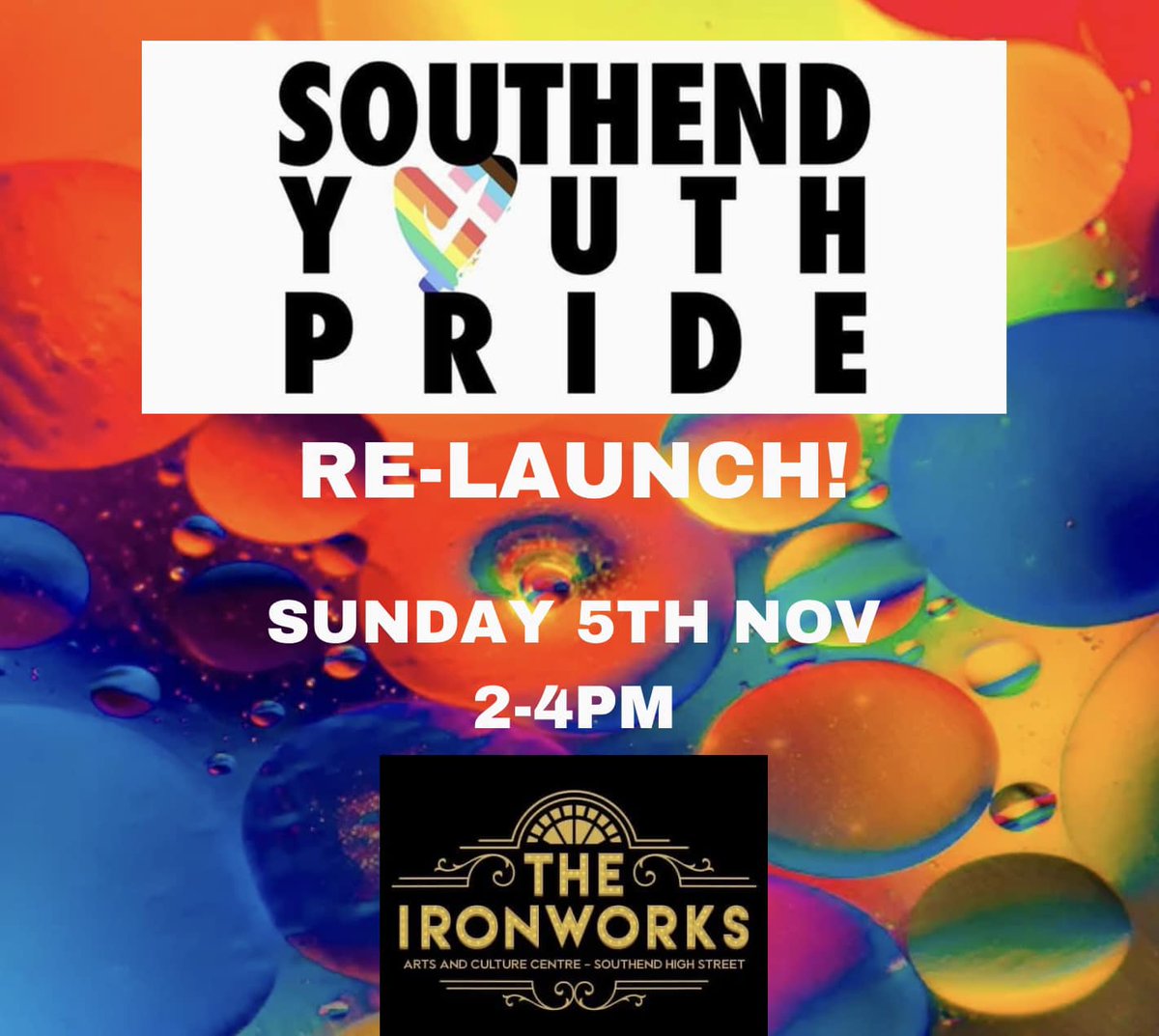 Sunday 5th - Youth Pride is re-launching at the Ironworks. All LGBTQ+ young people (aged 11-18) are invited to join us with their friends/allies. Arts/crafts available with the opportunity to make new friends. There'll be space/quiet if you prefer. Cafe open for food/drinks.