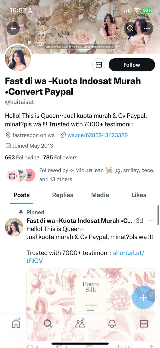 ioccelyn's tweet photo. ‼️SPILL SCAMMER ‼️

hati hati ya guys kalau mau ada transaksi sama orang ini 🥹 udah banyak korbannya huhu 

⭕️ @itsparshaa @kuitaisat @qveenpaypal ⭕️

#zonauang #zonajajan #zonaba https://t.co/sMzOSe56i1