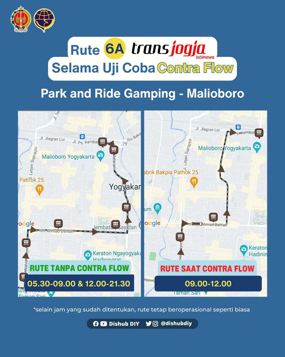#SobatBerkendara masih bingung dengan rute Trans Jogja ketika uji coba contra-flow?

Berikut informasi rute Trans Jogja sebelum dan selama contra-flow berlangsung untuk trayek 6A, 6B, dan 15.