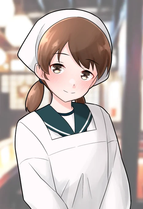 割烹着白雪ちゃん…良いですよね…#艦これ 