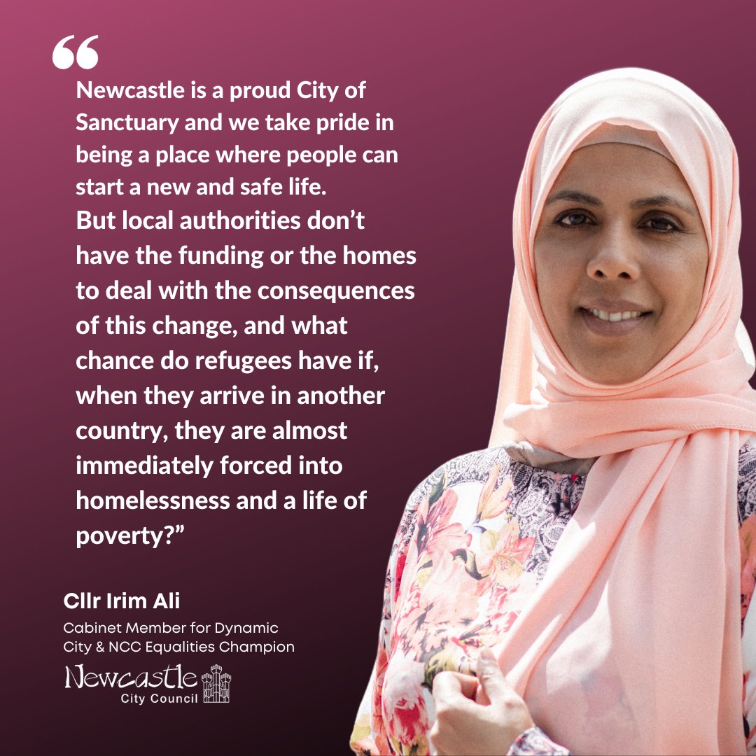 NewcastleCC's tweet photo. Councillors in Newcastle have issued a call to Government to reconsider a change to the way it processes claims for asylum as huge numbers of people are being put at risk of homelessness.

Read more 👉 https://t.co/PIm9TC8lwE https://t.co/fxGzPPCh09