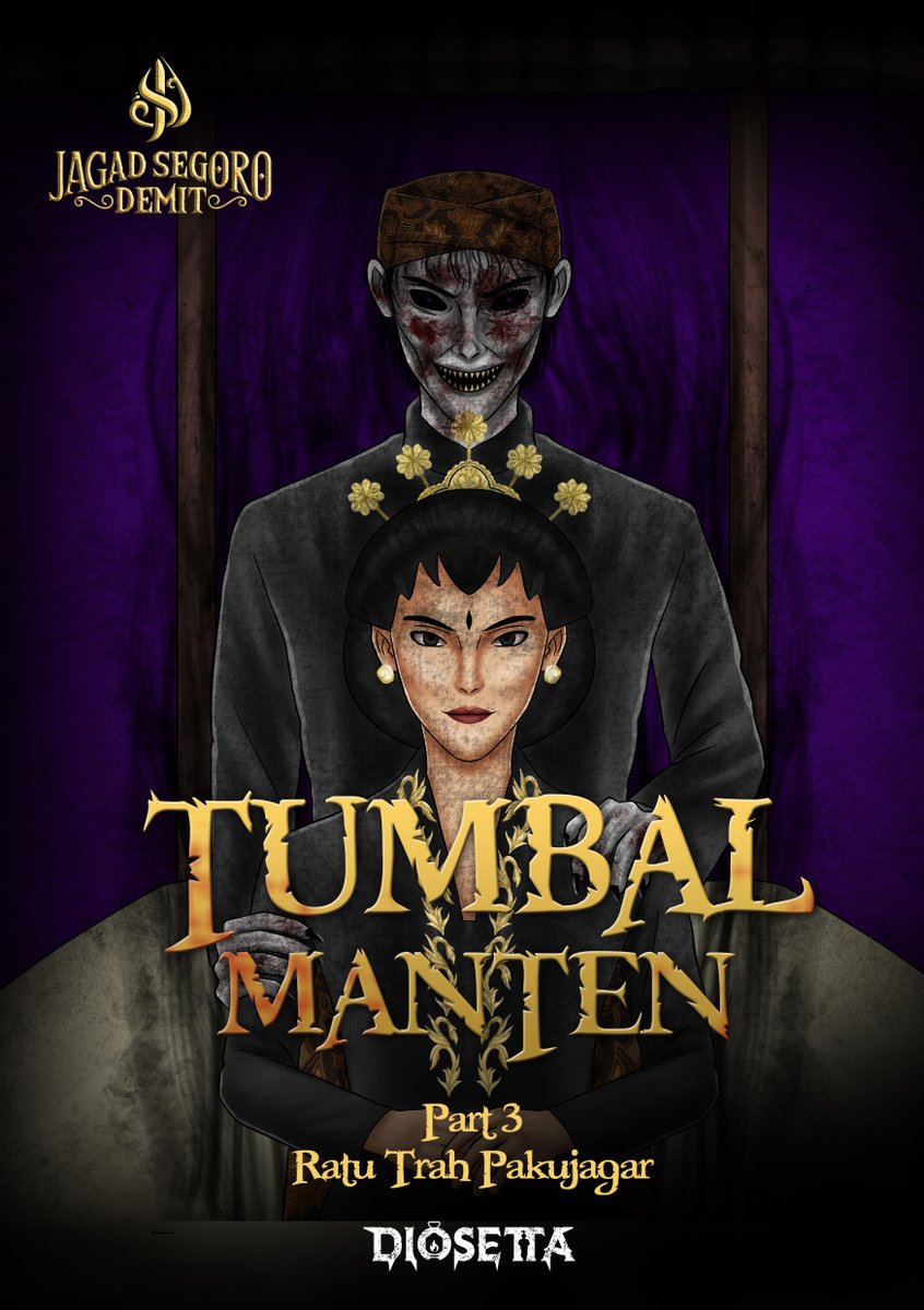 diosetta's tweet photo. Tumbal Mantem
Part Akhir - Ratu Trah Pakujagar [TAMAT]

Aku berlari menuju sebuah bangunan tua yang menentukan nasib dan nyawa seorang anak perempuan. Nuri yang sedang dalam pengaruh gaib harus melayani nafsu seekor kerbau gila yang cacat tanpa mampu mengendalikan tubuhnya sendiri.
@bacahorror @IDN_Horor @bagihorror
#bacahorror

Kilatan nyala-nyala api terlihat di belakangku. Sepertinya Bapak dan Bimo berhasil menahan Mbah Gandas untuk mengejarku. Dan yang berada di tanganku..

Keris Ragasukma…

Entah bagaimana pusaka ini bisa ada di tanganku saat ini. Tubuhku gemetar, rasa takutku akan sosok penguasa hutan desa ini benar-benar menguasai tubuhku. Walau tidak ada satupun makhluk gaib di sekitarku, aku merasakan rasa yang membuatku menghantuiku dari segala arah di alam ini.

Kalau mau mundur, hanya inilah saatnya. Kalimat itu yang sempat terlintas di pikiranku saat ini. Tapi bila aku melakukan hal itu, artinya aku mengorbankan nyawa dua anak perempuan dan desa ini akan terus dalam kesesatan atas pemujaanya terhadap Ndoro Kantur.

“Bisma! Ingat! Kamu tidak pernah sendiri! Tuhan kita jauh lebih kuat dibanding setan itu!” Teriak bapak dari jauh.

Entah sepertinya bapak merasakan kegelisahanku. Mendengar itu aku pun sedikit mendapatkan semangat dan memberanikan diri mendobrak pintu bangunan itu.

BRAAKKK!!!
Dengan sekuat tenaga aku mendobrak pintu kayu yang hanya tertahan oleh kayu kecil yang mengganjal dari dalam. Aneh, hanya asap putih dan aroma kemenyan yang tercium dari dalam ruangan.

Aku menapakkan kakiku masuk ke dalam dan seketika suasana di ruangan ini berubah drastis. Sebentar, ini bukan ruangan. Tepat setelah aku melewati pintu itu hawa dingin semakin pekat. 

Mataku memandang tingginya pepohonan tua yang telah mengering dan tertutup kabut. Aku pun menoleh ke belakang dan melihat pintu di belakangku sudah menghilang.

Alam gaib… pintu itu menghubungkanku ke alam ini. Aku tak sempat mengkhawatirkan bagaimana caraku untuk keluar nanti. Yang terpenting saat ini adalah keadaan Nuri dan Dinda.

Tempat ini berbeda dengan sebelumnya saat aku dan Dinda disembunyikan di dimensi lain desa Sandialas. Kali ini aku benar-benar tidak tahu dimana kami berada. Mungkin saja selama ini bangunan keramat ini menyembunyikan alam ini..

Suara alunan tembang sinden terdengar dari jauh bersama alunan gamelan yang mengiringinya. Suaranya begitu jauh, namun keberadaan suara itu seolah memang diperuntukkan untuk terdengar hingga ke tempat ini.

Aku mencoba untuk terus berjalan mencari keberadaan Dinda dan Nuri. Hanya pohon-pohon kering dan bau amis darah yang tercium diantara kabut pekat ini. Sampai akhirnya, samar-samar aku pun melihat pergerakan dari kabut. Itu adalah bayangan sosok seseorang yang tengah menari.

Gerakanya begitu gemulai dengan lekukan tubuh yang tergambarkan sempurna oleh bayangan di balik kabut. Suara tembang yang sayup-sayup terdengar seolah mengiringi sosok yang menari itu.

Aku mendekat dan semakin menyadari bahwa setiap gerakan tarian itu begitu menawan. Gerakan pinggulnya seolah menggoda siapa saja yang menyaksikanya. Dan bila kuperhatikan, sosok perempuan itu memang sedang menari seolah merayu seseorang. Jangankan orang itu, melihat bayanganya saja sudah membuatku merasa tergoda.

Semakin aku mendekat, semua semakin jelas. Ada obor-obor yang mengelilingi sebuah altar. Diatasnya ada seorang perempuan yang menari.

Itu Nuri…