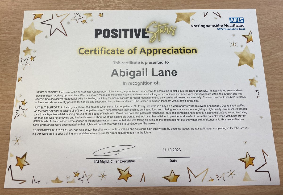 4. <a href="/AbiLaneSLT/">Abi Lane</a> received a #PositiveStar for her hard work &amp; dedication to pts at <a href="/LingsBar/">Lings Bar Hospital</a> ⭐️📸
5. Fabulous <a href="/AbbieMorleySLTA/">Abigail Morley</a> has organised a welcome meal for <a href="/ashantiSLT/">Ashanti</a> #SLTYazmin &amp; #SLTKatrina 🥂🥘