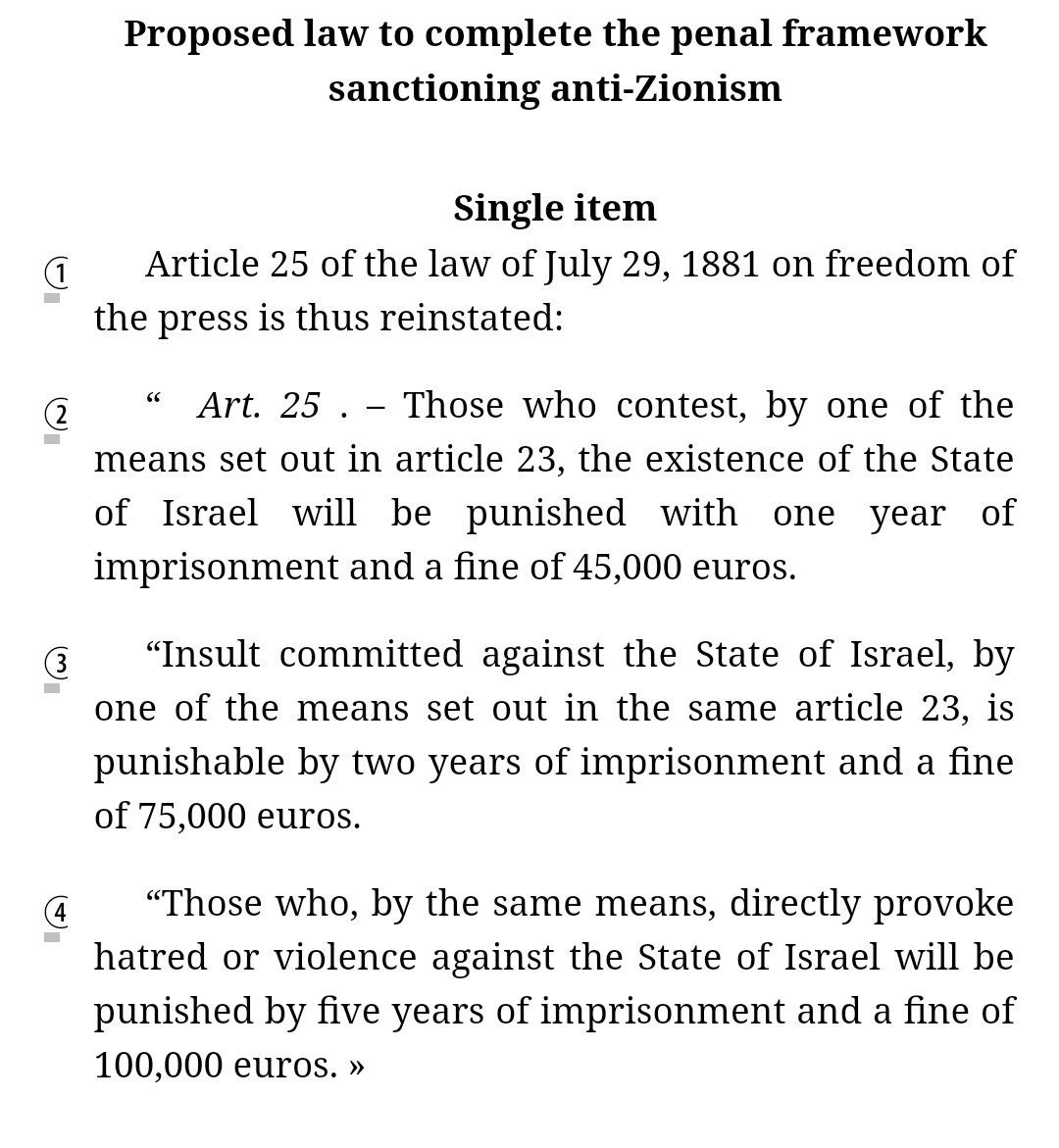 KeithWoodsYT's tweet photo. 🇫🇷🇮🇱 French Senators have proposed a bill to BAN criticism of Zionism.

Under the proposed new laws, contesting the existence of the state of Israel would lead to a years imprisonment, while provoking "hatred" against Israel could lead to as many as 5 years in jail.

Free speech is under attack everywhere from Zionists.