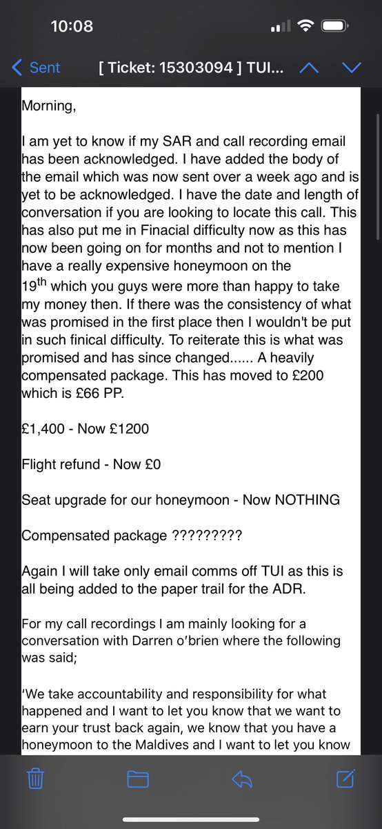 CharlotteyP's tweet photo. Imagine emailing @TUIUK AGAIN to request a SAR and call recordings and them emailing you back AGAIN another scripted email where they have again not read anything. It’s laughable.

Thanks Tina from the directors office…

#TUIK #GBNEWS 
@GBNEWS @MENnewsdesk @GMB https://t.co/4InpdIPIuk