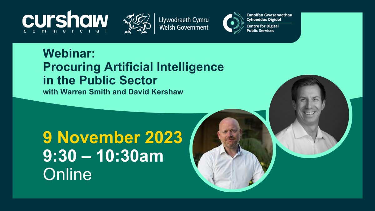 AI technologies can support organisations to improve digital customer experiences and make better business decisions. Public procurement needs to play its part in achieving this. Sign up now to our AI webinar with @curshawteam: digitalpublicservices.gov.wales/cyrsiau-digwyd…