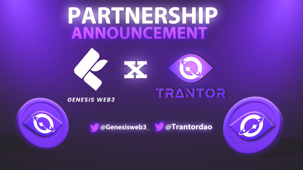 AirdropComic's tweet image. 🤝 Genesisweb3 X @TrantorDAO Partnership Announcement 🤝

🌐 We are thrilled to reveal our dynamic partnership with @TrantorDAO! Trantor is a Web3 portal that equips projects and communities with growth hacking tools.

#Genesisweb3 #TRANTOR