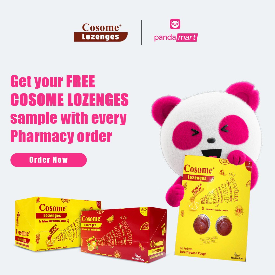 CosomeLozenges's tweet image. Say good bye to the stubborn cough with a FREE Cosome Lozenges sample with every Foodpanda pharmacy order.
Order Now.
foodpanda.pk/contents/pharm…

#OrderNow #CosomeLozenges  #CoughRelief #Foodpanda