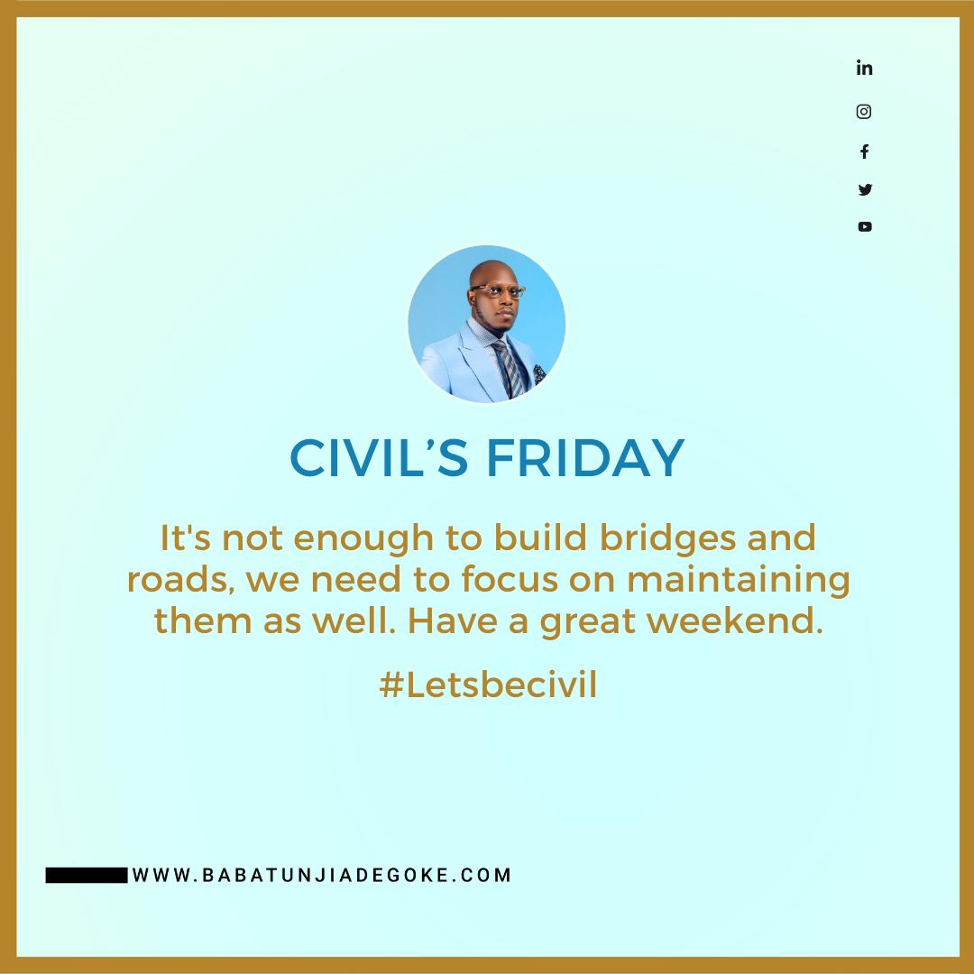 Building and maintaining infrastructure is a responsibility that falls on all of us.   We need to think long term and consider the sustainability of our infrastructure. #Civils #inacivilsociety #letsbecivil #Infrastructure #Sustainability #BuildingBetterFutures