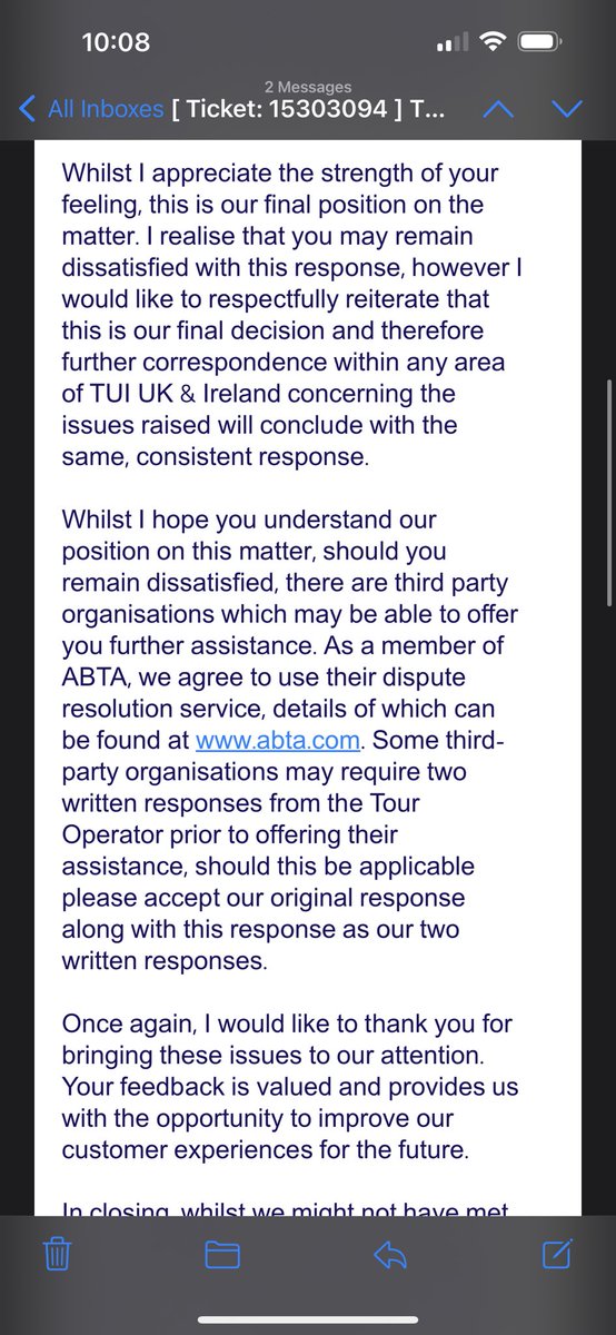 CharlotteyP's tweet photo. @TUIUK Why would anyone fly with @TUIUK when they completely ruin your holiday. Reply back to emails with scripts and have no regard for customer safety. I am still no further ahead in solving a complaint. https://t.co/8vNMUlHSyd