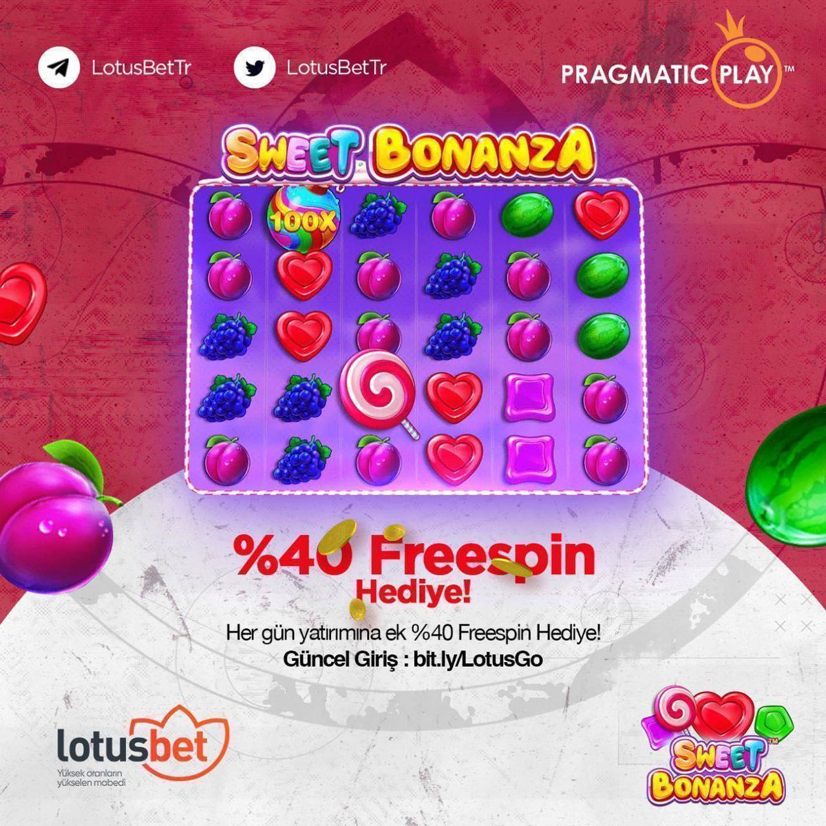 LotusbahisTr's tweet photo. 📣 PromoKod Alarmı 🔔

🥳 Lotus'da emoji aktifligi karşılığında PromoKod günleri başladı!

🍭 Telegram kanalımızda 100 kişinin yararlanacağı "Sweet Bonanza da geçerli 100 FreeSpin" Promokod paylaşımı yapılacaktır.

👉 https://t.co/YLNech1chZ https://t.co/IpwSACzQfn