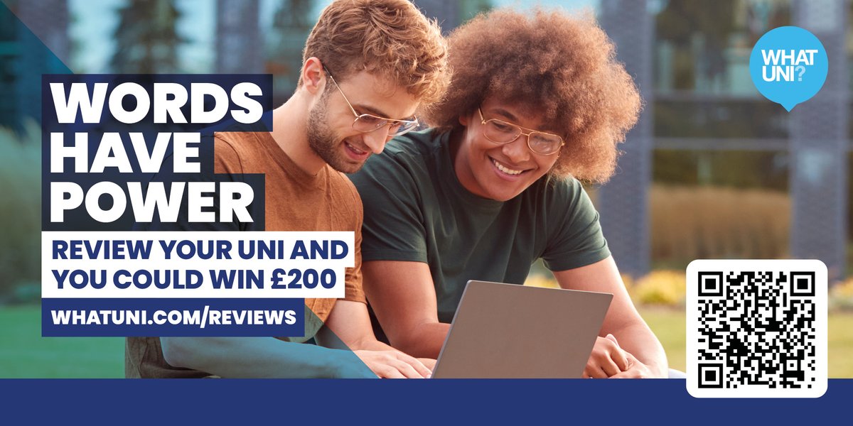 Make your words count - Submit your review to @WhatUni and you could win a £200 voucher! 🎉 whatuni.com/university-cou… ⏲️It will only take a few minutes of your time.