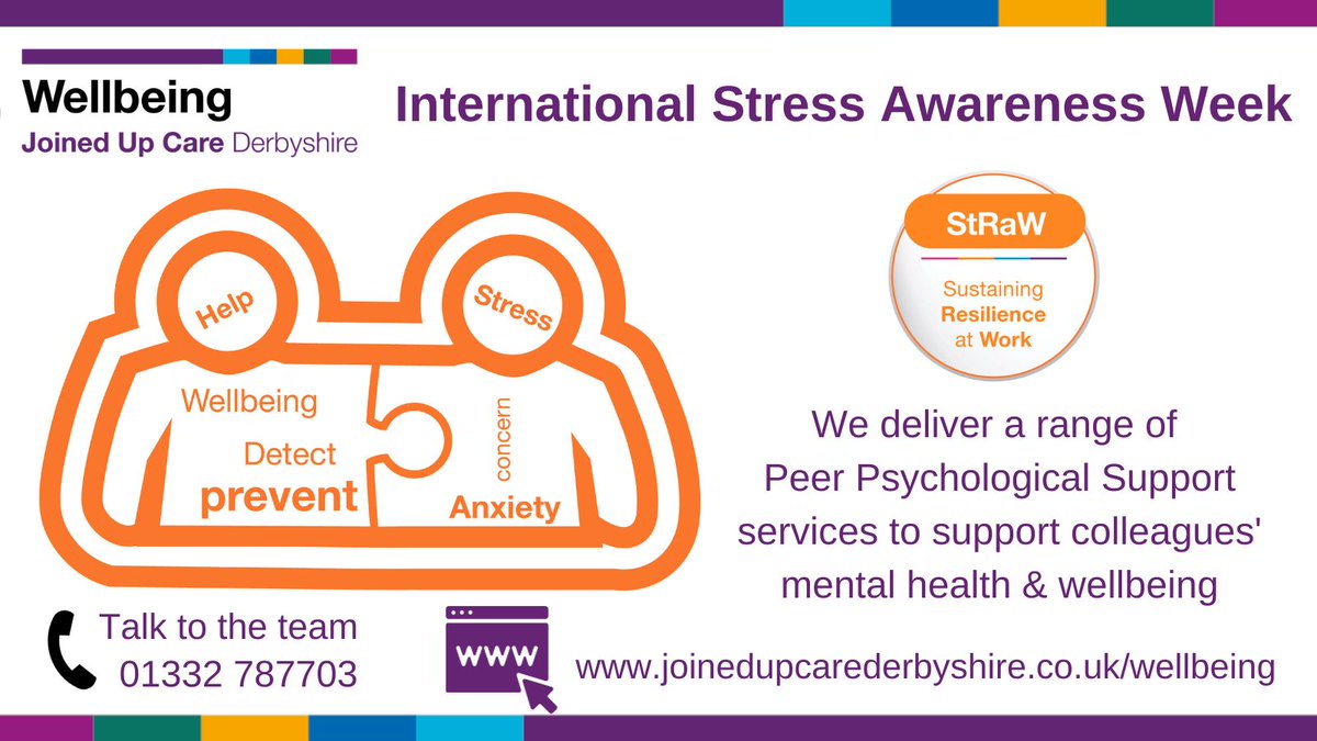 It's #InternationalStressAwarenessWeek  

We support colleagues with a range of Peer Psychological Support services.

You can book a 1-1 confidential & non-judgemental conversation with one of our trained practitioners to help support your mental & emotional wellbeing ⬇️