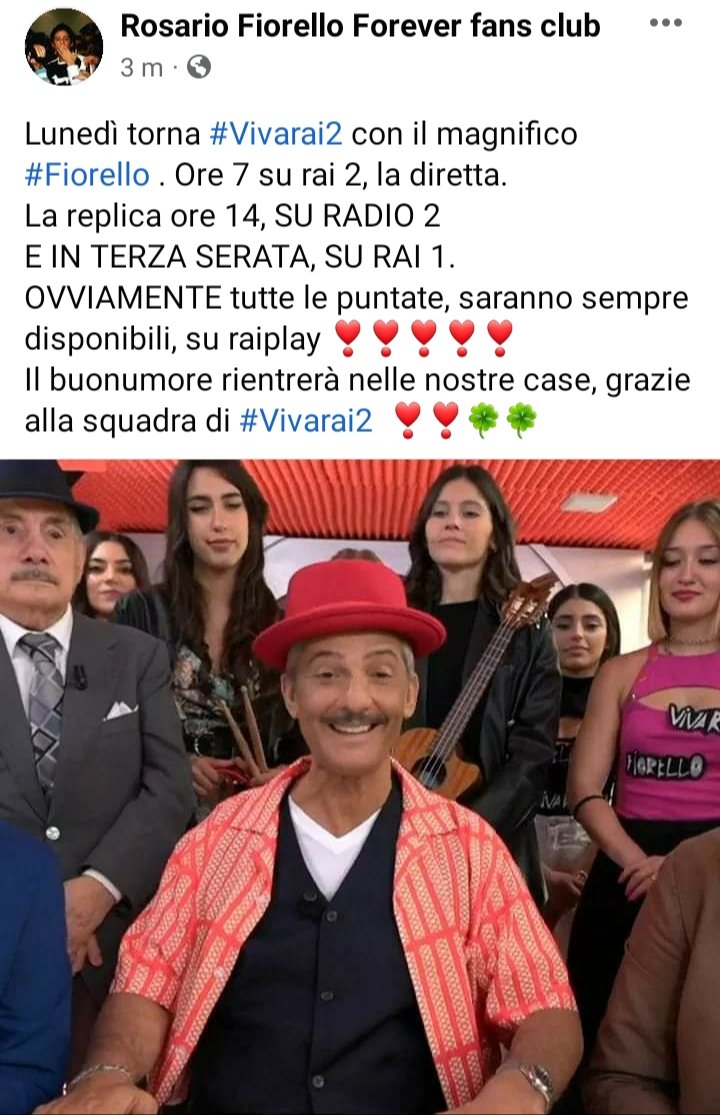 #Vivarai2 #rosariofiorello #RosarioTindaroFiorello #Fiorello #raiplay #radio2 #rai2 
❤❤🍀🍀