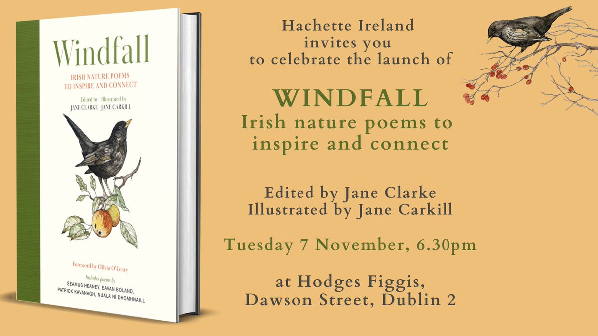 We are very excited for the launch of WINDFALL edited by @jane_janeclarke who researched here at Poetry Ireland. A perfect gift- just in time for Christmas! Published by @hachetteireland.