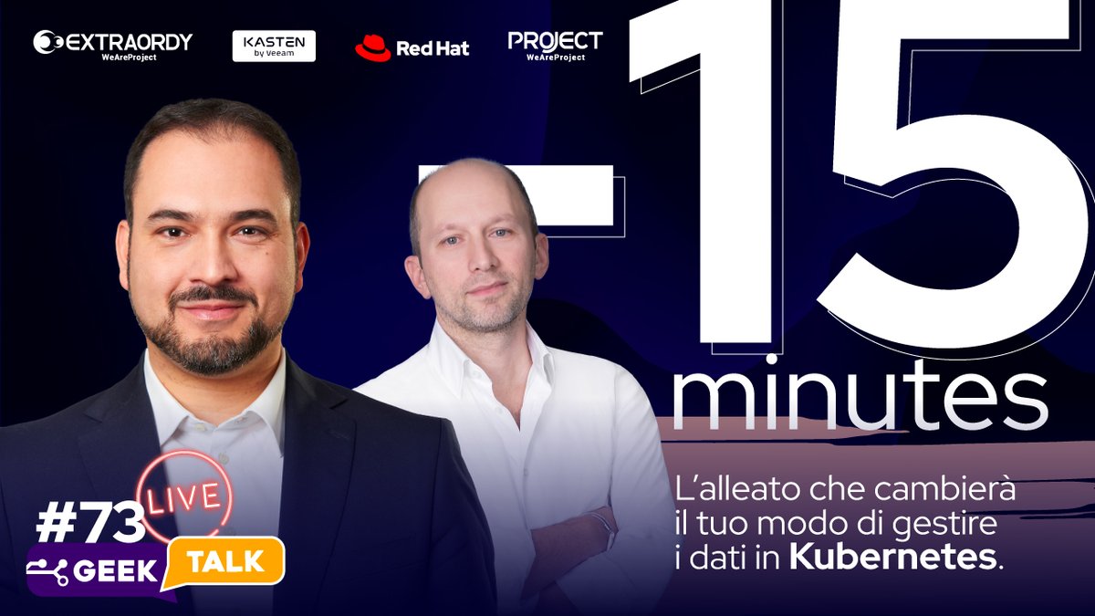 EXTRAORDY - La formazione ufficiale Red Hat (@extraordy) on Twitter photo Ci siamo! Manca ormai pochissimo alla diretta live da YouTube del nostro #GeekTalk con <a href="/DaniloChiavari/">Danilo Chiavari</a>, Presales Manager Italy Veeam Software.
Inserire URL Bitly bit.ly/GeekTalk_Kaste… Ci siamo! Manca ormai pochissimo alla diretta live da YouTube del nostro #GeekTalk con <a href="/DaniloChiavari/">Danilo Chiavari</a>, Presales Manager Italy Veeam Software.
Inserire URL Bitly bit.ly/GeekTalk_Kaste…