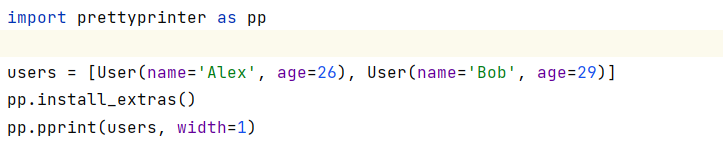 VladimirPr69213's tweet image. #python_tips #python #print If you need to pretty print list with dataclass objects use prettyprinter