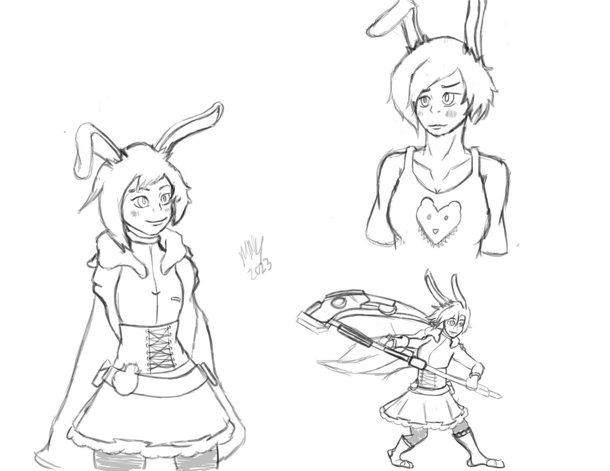 Captainsmiley01's tweet photo. I kind of drew 2 versions of the picture on with big rabbit ears the other with small ones. Which one do you prefer https://t.co/VfE8fAQsl4
