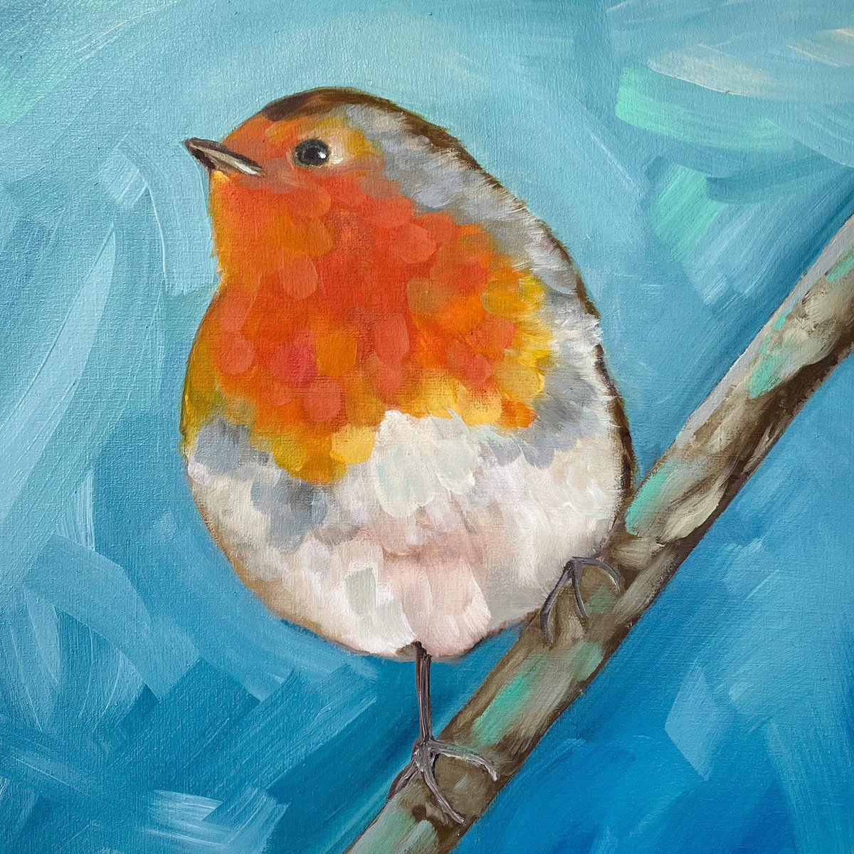 Find <a href="/EarthEnergyArt/">Earth Energy Art</a> and ‘Little Bird Series #3 - Robin’ at the art shop today. Open 10-5 #Norwich