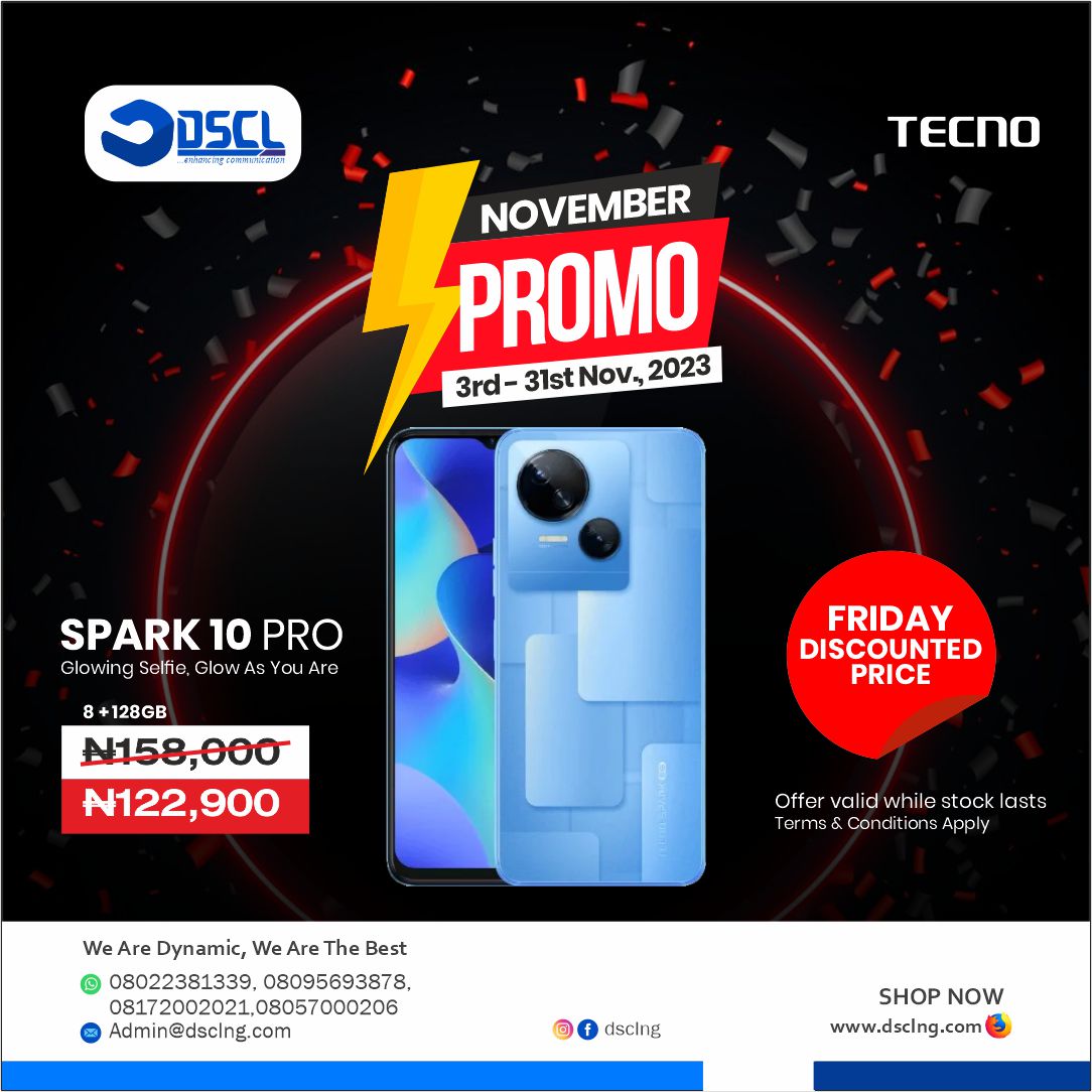 dsclng's tweet photo. Dscl Black Friday sales is on, enjoy up to 20% discounts on our selected devices during this promo. Walk into any of our stores and websites for this mouthwatering offer. 

We are dynamic, we are the best! 
Call: 08022381339 https://t.co/D3GgXLEhe6
