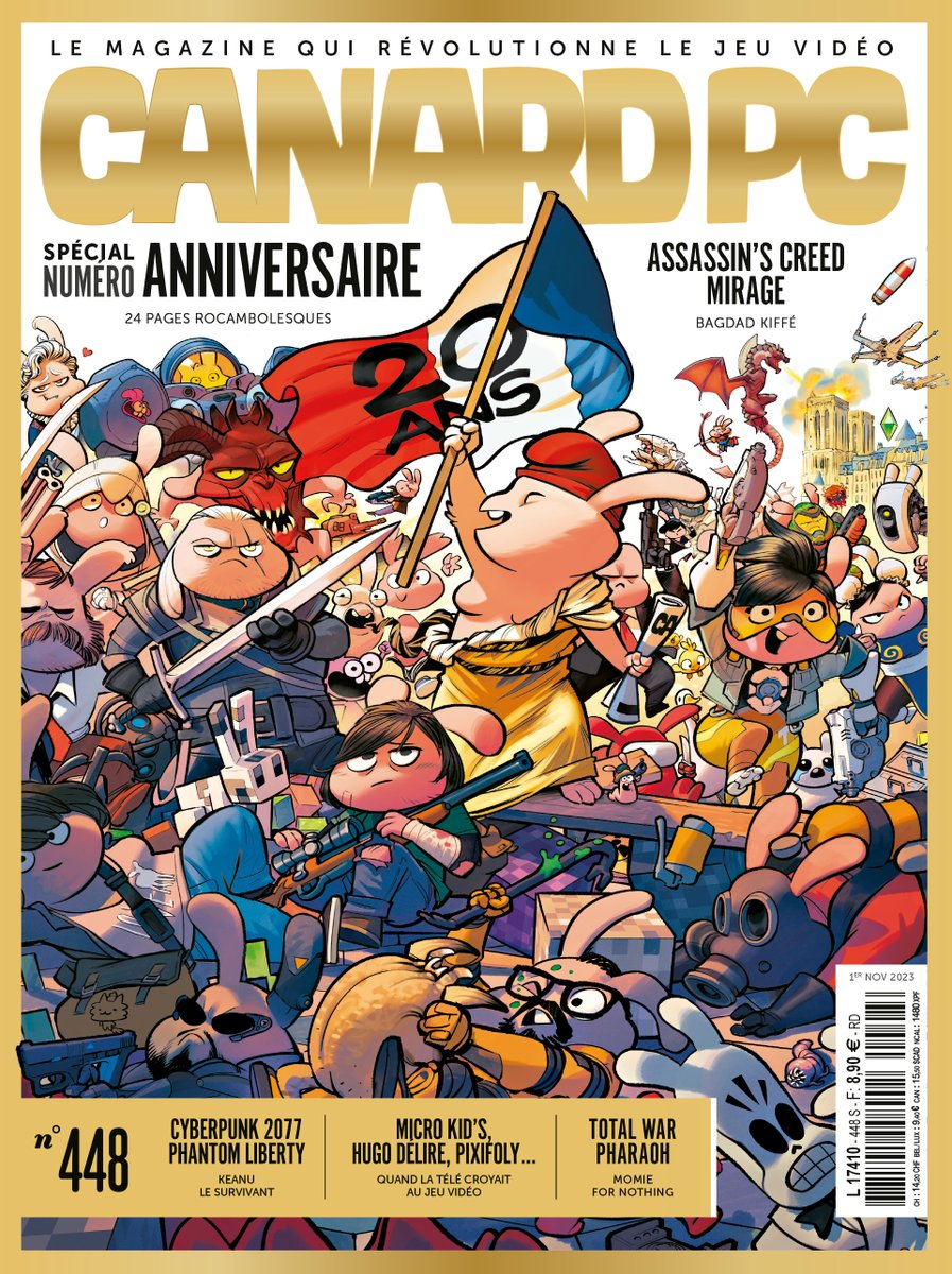 📰Le numéro collector des 20 ans de Canard PC, avec son ✨papier-doré-qui-brille✨ est disponible à partir d'aujourd'hui en kiosque.
Et très vite dans les boîtes aux lettres des abonné(e)s. 
Merci pour ces deux décennies de SCANDALE. 
boutique.canardpc.com/common/product…