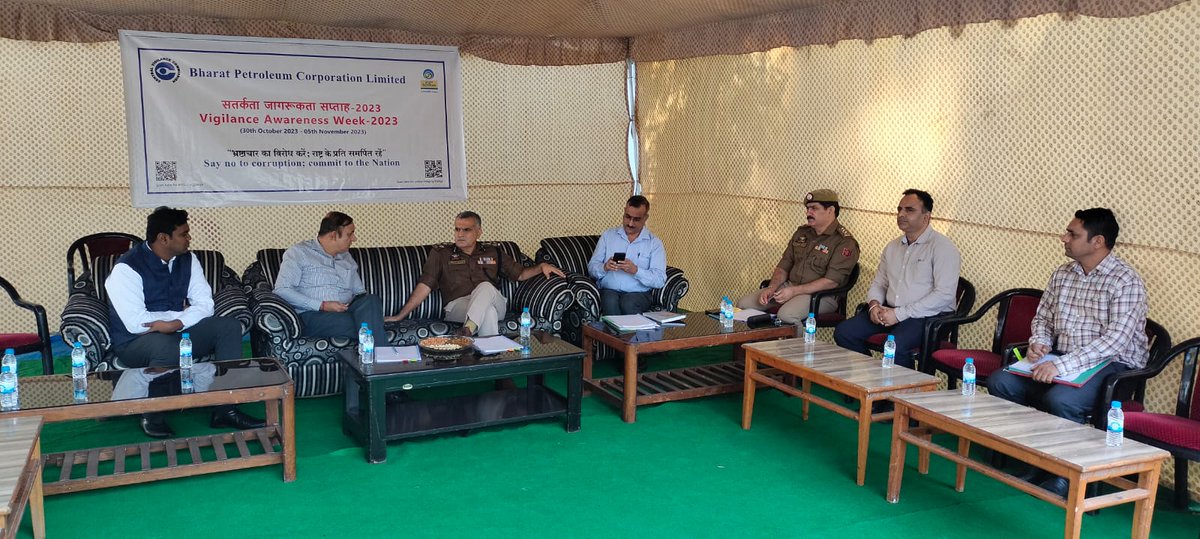 BPCLjammuretail's tweet photo. In the wake of Vigilance Awareness Week, a Joint Customer Trust Building exercise was carried out at our outlet M/s Police Pariwar Fuel Care Gandhinagar, Jammu in the presence of DIG Sh. Shakti Pathak, DIG Ms. Nisha Nathyal and Other Police Official along with BPCL Team. #BPCLVAW https://t.co/xx4zNuIFa1